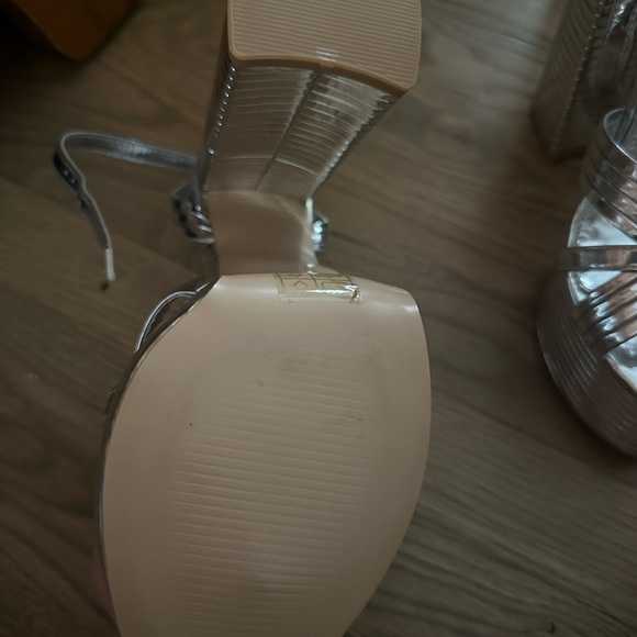 Public Desire Metallic Silver Platform Heels - Picture 2 of 2